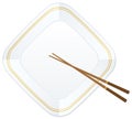 Chopsticks and plate
