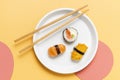chopsticks plate with sushi. High quality photo