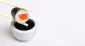 Chopsticks, sushi and soy sauce Royalty Free Stock Photo