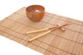 Chopsticks with wooden bowl Royalty Free Stock Photo