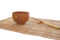 Chopsticks with wooden bowl Royalty Free Stock Photo