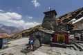 CHOPTA, GARHWAL, UTTARAKHAND, INDIA, May 2013, Devotee at famous Tungnath temple the highest Shiva temple in the world Royalty Free Stock Photo