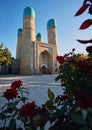 Chor Minor madrasah in center of Bukhara Uzbekistan