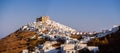 Chora of Astypapaia island ,Greece at daytime with the white houses that encircle the castle