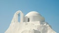 CHORA, MYKONOS, GREECE- SEPTEMBER,13, 2016: close up of the panagia paraportiani church on the greek island of mykonos Royalty Free Stock Photo