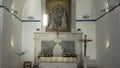 CHORA, MYKONOS, GREECE- SEPTEMBER,13,2016: close up of the interior of a catholic church on mykonos Royalty Free Stock Photo