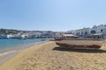 Chora village Beach and harbor - Mykonos Cyclades island - Aegean sea - Greece