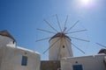 Chora village Windmills - Mykonos Cyclades island - Aegean sea - Greece Royalty Free Stock Photo