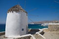 Chora village Windmills - Mykonos Cyclades island - Aegean sea - Greece Royalty Free Stock Photo