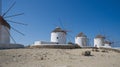 Chora village Windmills - Mykonos Cyclades island - Aegean sea - Greece Royalty Free Stock Photo