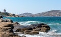 Chora village  Windmills  - Mykonos Cyclades island - Aegean sea - Greece Royalty Free Stock Photo