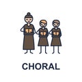 choral musician icon. Element of music style icon for mobile concept and web apps. Colored choral music style icon can be used for