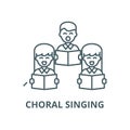 Choral singing vector line icon, linear concept, outline sign, symbol