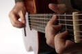 The chord playing classical guitar closeup Royalty Free Stock Photo