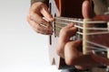 The chord playing classical guitar closeup Royalty Free Stock Photo