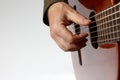 The chord playing classical guitar closeup Royalty Free Stock Photo