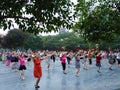 Choreographed dancing in public park Luoyang China. Royalty Free Stock Photo