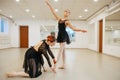 Choreographer works with young ballerina in class Royalty Free Stock Photo