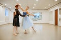 Choreographer works with young ballerina in class Royalty Free Stock Photo