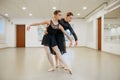 Choreographer works with young ballerina in class Royalty Free Stock Photo