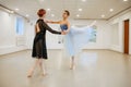 Choreographer works with young ballerina in class Royalty Free Stock Photo