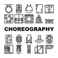 Choreography Dance Collection Icons Set Vector
