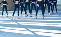 Choreography of girls dancing with black mayas and heels Royalty Free Stock Photo