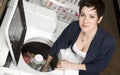 Renewal Chores Happy Woman Cleans Garments Washer