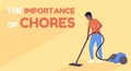 Chores importance for teens flat vector banner template