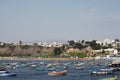 Chorillos Peru--Artisanal fishing port in the Pacific Ocean, in the background modern buildings Royalty Free Stock Photo