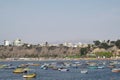 Chorillos Peru--Artisanal fishing port in the Pacific Ocean, in the background modern buildings Royalty Free Stock Photo