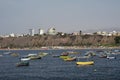 Chorillos Peru--Artisanal fishing port in the Pacific Ocean, in the background modern buildings Royalty Free Stock Photo