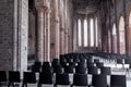 Chorin Abbey. Main nave of the gothic church.