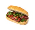 Choripan Sausage Sandwich Isolated, Traditional Chimichurri Bread with Chorizo and Chimichurri