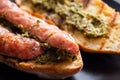 Choripan, south American style chorizo sandwich Royalty Free Stock Photo