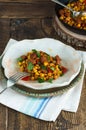 Chorizo and chickpeas braised in cider