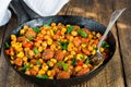 Chorizo and chickpeas braised in cider