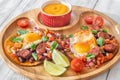 Chorizo and egg tostadas