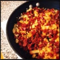 Chorizo and Onions in Saute Pan