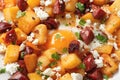 Chorizo potato hash breakfast with eggs and feta cheese Royalty Free Stock Photo