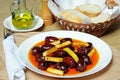 Chorizo and potatoes in oil tapas.