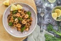 Chorizo and prawns rice Royalty Free Stock Photo