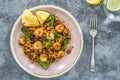 Chorizo and prawns rice Royalty Free Stock Photo