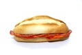 Chorizo sandwich on spanish pitufo bread mollete Royalty Free Stock Photo