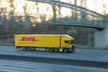 DHL lorry on the road