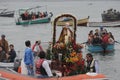 Chorrillos Peru,traditional procession of San Pedro and San Pablo on the pier of Chorillos, Pacific Ocean with the Royalty Free Stock Photo