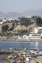 Chorrillos Peru view of the city from the Pacific Ocean with yachts and luxurious buildings