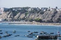 Chorrillos Peru view of the city from the Pacific Ocean with yachts and luxurious buildings