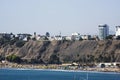 Chorrillos Peru view of the city from the Pacific Ocean with yachts and luxurious buildings