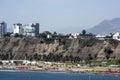 Chorrillos Peru view of the city from the Pacific Ocean with yachts and luxurious buildings